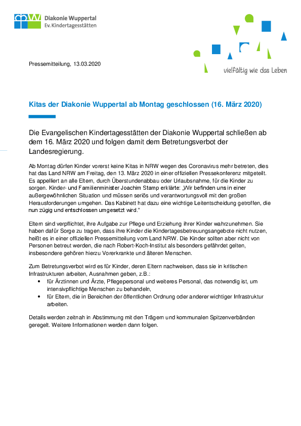 Essensgeld Fur Mai Ausgesetzt Diakonie Wuppertal